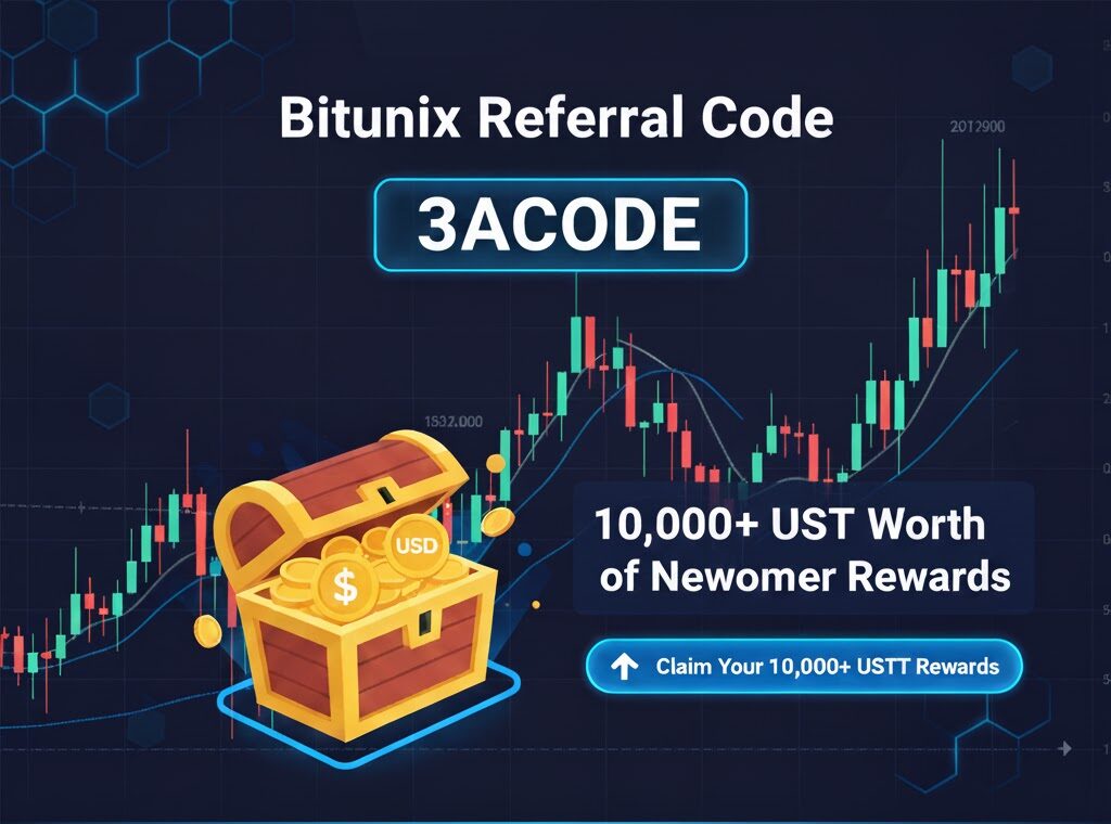 Bitunix referral code 3ACODE welcome bonus package graphic